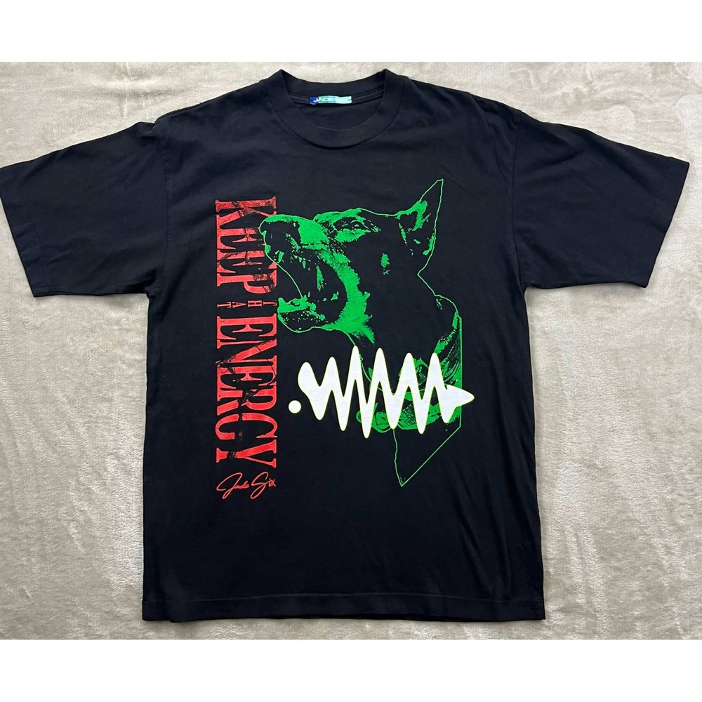 Jade Six Men Black Keep That Energy Doberman Graphic T-Shirt Made in USA Size S